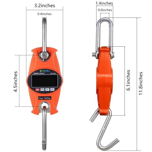 Alt view image 2 of 7 - SF-918 Digital Crane Scale, 300 kg / 600 lb, Orange