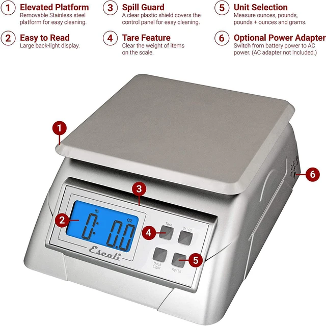Alt view image 2 of 7 - Alimento 136DK Digital Kitchen Scale, Elite Food Measuring to The Gram with Removable Stainless Steel Platform and LCD Display, Baking and Cooking Made Simple