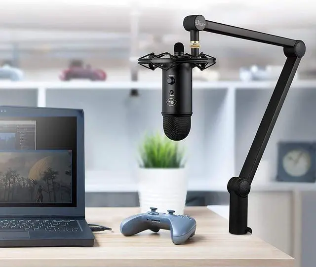 Alt view image 3 of 5 - Blue Microphones Compass Premium Tube-Style Microphone Broadcast Boom Arm with Internal Springs, Desktop Clamp and Built-in Cable Management for Recording, Gaming, Streaming, Podcasting - Black