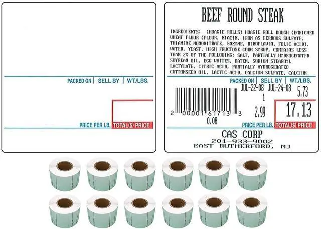 Alt view image 5 of 5 - Labels LST-8020 Thermal 12 Rolls - 6000 Labels Printer Printing Scale Compatible with CAS LP-1000 CL-5000 CL-5500 CL-7200, Easy Weigh LS-100, VisionTech DLP-300 (12 Rolls, 8020)