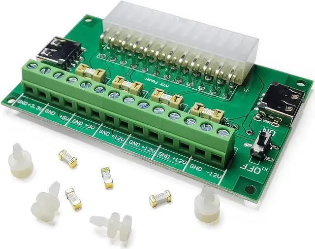 Main image of PSU Breakout Board ATX Power Supply DC 12V 5V 3.3V Splitter Module Desktop Adapter to USB A Hub Connector Computer Power Source Multi Port Output DIY Parent Child Electronic Kit with High Current Fuse