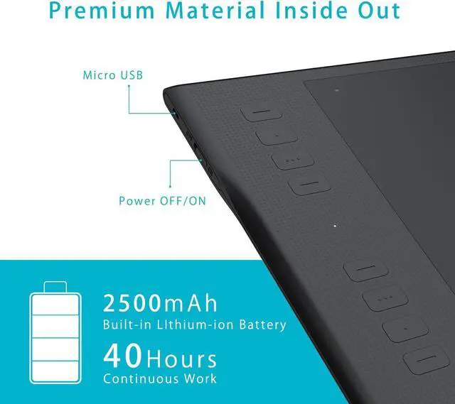 Alt view image 3 of 7 - HUION Inspiroy Q11K Wireless Graphic Drawing Tablets with 8192 Pressure Sensitivity 8 Customizable Shortcut Keys, 11 x 6.87 inches Digital Pen Tablet for Mac, Windows PC