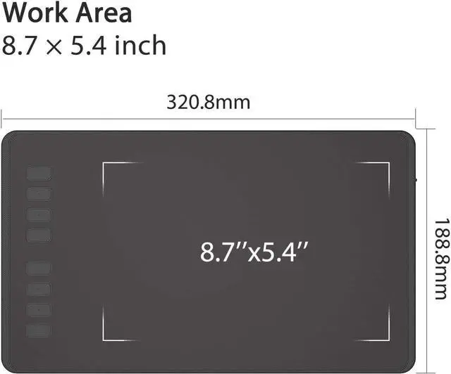 Alt view image 6 of 7 - Huion Inspiroy H950P Graphics Drawing Tablet with Tilt Feature Battery-Free Pen 8192 Pressure Sensitivity and 8 User-Defined Shortcuts,Compatible with Mac, Linux(Ubuntu), Windows PC, and Android