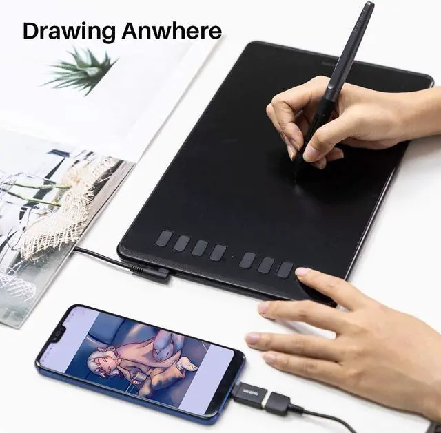 Alt view image 7 of 7 - Huion Inspiroy H950P Graphics Drawing Tablet with Tilt Feature Battery-Free Pen 8192 Pressure Sensitivity and 8 User-Defined Shortcuts,Compatible with Mac, Linux(Ubuntu), Windows PC, and Android