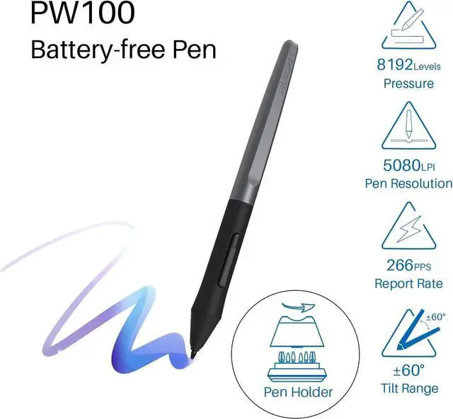 Alt view image 4 of 7 - Huion Inspiroy H950P Graphics Drawing Tablet with Tilt Feature Battery-Free Pen 8192 Pressure Sensitivity and 8 User-Defined Shortcuts,Compatible with Mac, Linux(Ubuntu), Windows PC, and Android