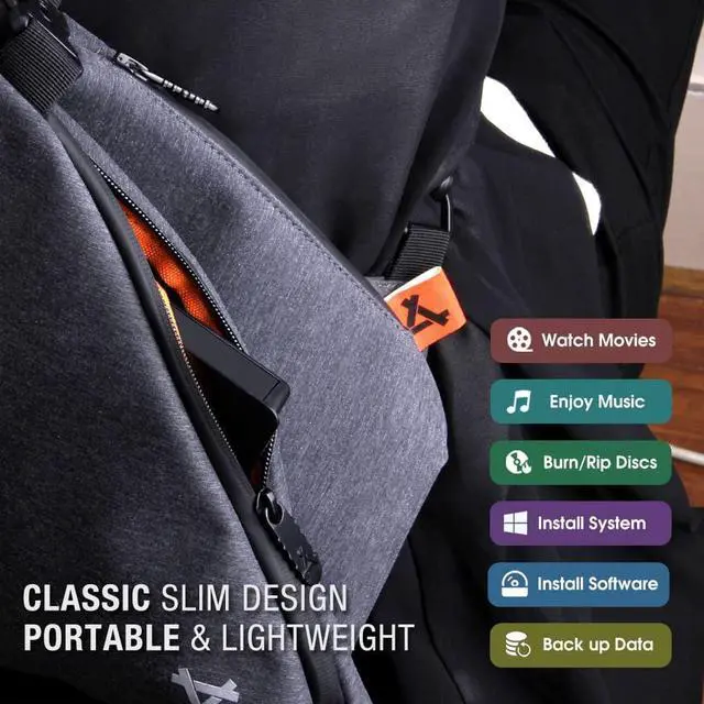 Alt view image 6 of 6 - External CD DVD +/-RW Drive USB 3.0 Protable USB DVD/CD ROM Burner Optical Drive Player Reader Writer for Windows 11/10/8/7 Laptop Desktop Computer, Mac MacBook Pro/Air, iMac, Black (Updated)