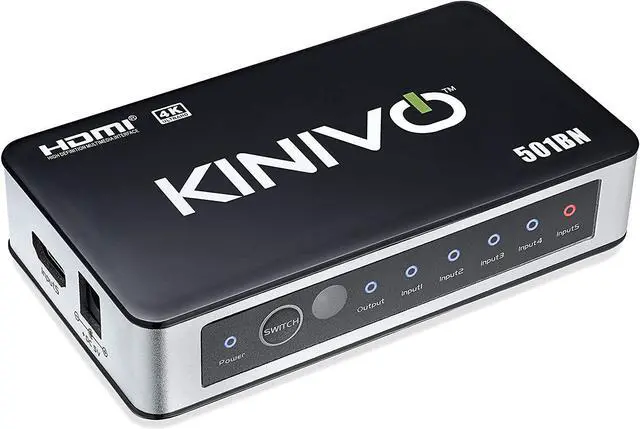 Main image of Kinivo HDMI Switch 4K HDR, (5 Port, 4K 30Hz, Auto-Switching, IR Wireless Remote)