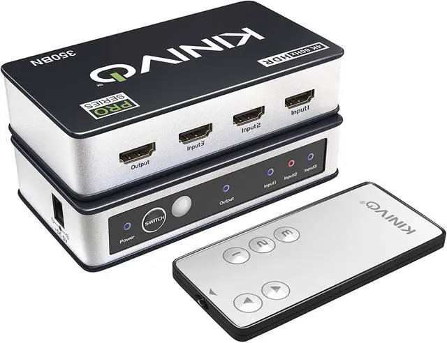 Alt view image 2 of 7 - Good Product Outlet HDMI Switch 4K HDR (3 Port, 4K 60Hz, HDMI 2.0, High Speed-18Gbps, Auto-Switching, IR Remote) - Compatible with Roku, PS4, Xbox, Apple TV, Blu-ray Player, Cable Box