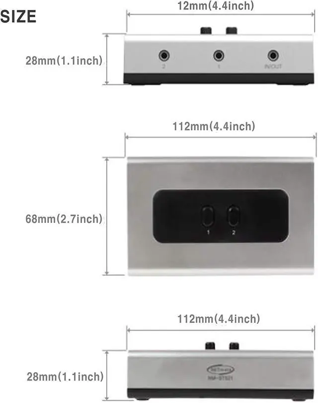 Alt view image 5 of 6 - 2 Port 3.5mm Stereo Manual Switch Box AUX Audio Speaker selector(Wall Mount Hole Built-in, Wall or Table Available)