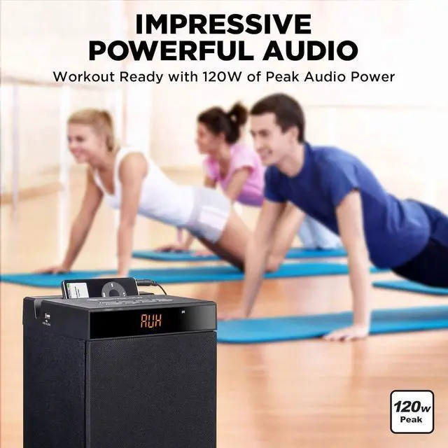Alt view image 5 of 7 - GOgroove Bluetooth Tower Speaker with Subwoofer Built in - Floorstanding Home Speaker with Powerful Bass and Dual Drivers, 120W Peak Power, MP3 3.5mm Aux, USB 2.0 Port Flash Drive, FM Radio (Single)
