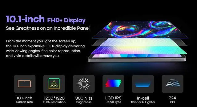 Alt view image 5 of 7 - Ninkear T10 Tablet 10.1-inch Full HD IPS 1920 * 1200P 8GB + 128GB 18 watt PD fast charging 8000MAh battery Android 12 Tablet