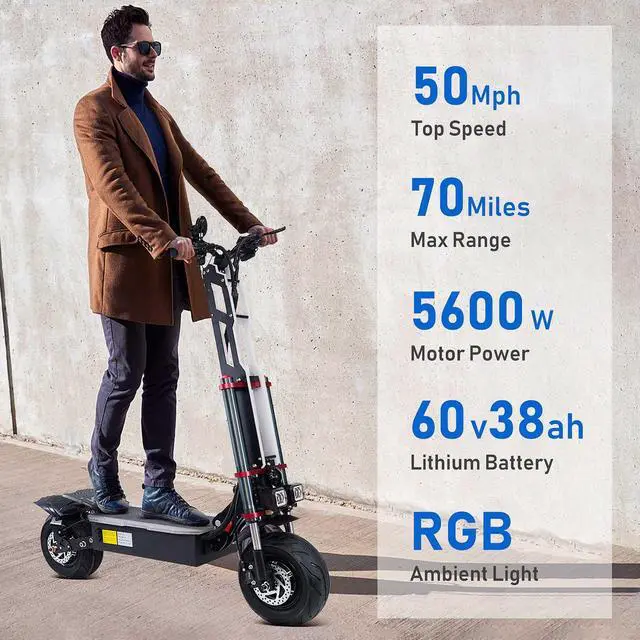 Main image of Adult Electric Scooter Series Dual Drive 5600W-6000W Motor, Max Speed 50mph, Max Range 60~70 Miles, All Terrain Off-Road Tires, Electric Scooter with Detachable Seat