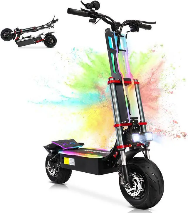 Alt view image 2 of 7 - Adult Electric Scooter Series Dual Drive 5600W-6000W Motor, Max Speed 50mph, Max Range 60~70 Miles, All Terrain Off-Road Tires, Electric Scooter with Detachable Seat