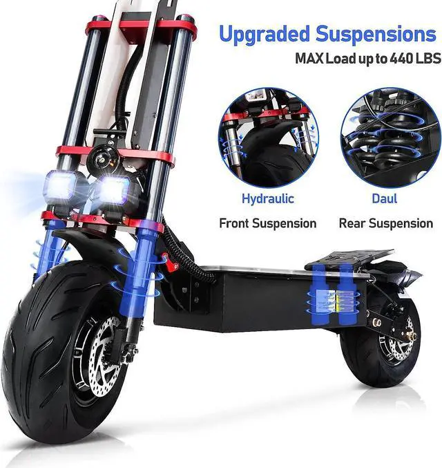Alt view image 7 of 7 - Adult Electric Scooter Series Dual Drive 5600W-6000W Motor, Max Speed 50mph, Max Range 60~70 Miles, All Terrain Off-Road Tires, Electric Scooter with Detachable Seat
