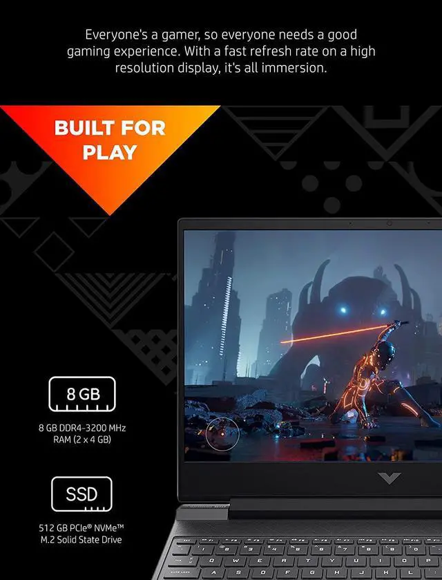 Alt view image 5 of 7 - HP Victus 15 Gaming Laptop, 12th Gen Intel 12-Core i5-12500H 12-Core, NVIDIA GeForce RTX 3050 4GB, 64GB DDR4  2TB PCIe SSD, 15.6" (1920 x 1080) anti-glare micro-edge Display, WiFi, Windows 11 Pro