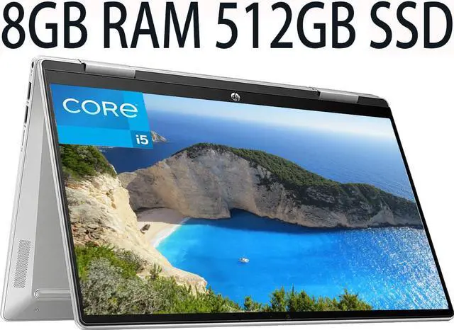Main image of HP Pavilion x360 2-in-1 14 Touchscreen Laptop, 12th Gen Intel i5-1235U 10-Core, Intel Iris Xe Graphics, 8GB DDR4  512GB PCIe SSD, 14.0-inch diagonal, FHD (1920 x 1080) Display, Windows 10
