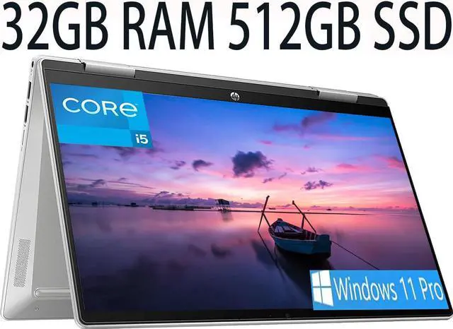 Main image of HP Pavilion x360 14 Touchscreen Laptop, 11th Gen Intel Core i5-1135G7 4-Cores Processor, Intel Iris Xe Graphics, 32GB DDR4  512GB PCIe SSD, 14" diagonal, FHD (1920 x 1080) Display, Windows 11 Pro