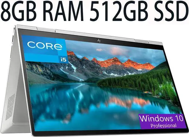 Main image of HP Envy X360 2-in-1 15 laptop, 12th Generation Intel i5-1235U 10-Core, Intel Iris Xe Graphics, 8GB DDR4  512GB PCIe SSD, 15.6FHD IPS Touchscreen, Backlight Keyboard, Bluetooth, Windows 10 Pro