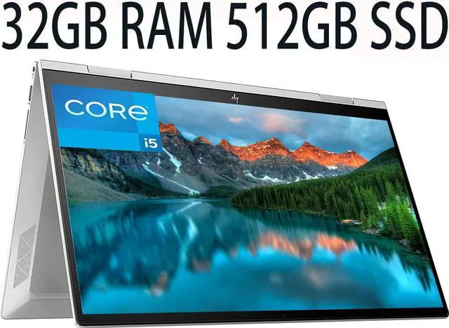Main image of HP Envy X360 2-in-1 15 laptop, 12th Generation Intel i5-1235U 10-Core, Intel Iris Xe Graphics, 32GB DDR4  512GB PCIe SSD, 15.6FHD IPS Touchscreen, Backlight Keyboard, Bluetooth, Windows 10