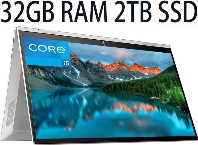 Main image of HP Envy X360 2-in-1 15 laptop, 12th Generation Intel i5-1235U 10-Core, Intel Iris Xe Graphics, 32GB DDR4  2TB PCIe SSD, 15.6FHD IPS Touchscreen, Backlight Keyboard, Bluetooth, Windows 11