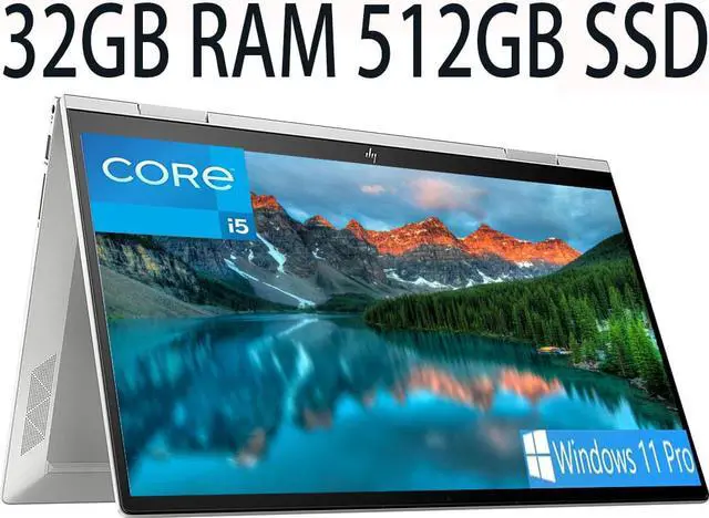 Main image of HP Envy X360 2-in-1 15 laptop, 12th Generation Intel i5-1235U 10-Core, Intel Iris Xe Graphics, 32GB DDR4  512GB PCIe SSD, 15.6FHD IPS Touchscreen, Backlight Keyboard, Bluetooth, Windows 11 Pro