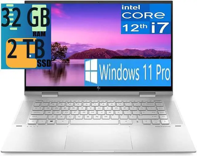 Main image of HP Envy x360 15 2-in-1 Laptop, Intel Core i7-1260P 12-Cores Processor, Intel Iris Xe Graphics, 32GB DDR4  2TB PCIe SSD, 15.6" FHD IPS Touchscreen, WiFi, Backlight Keyboard, FP Reader, Windows 11 Pro