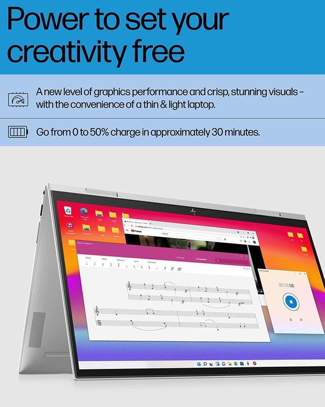 Alt view image 5 of 7 - HP Envy x360 15 2-in-1 Laptop, Intel Core i7-1260P 12-Cores Processor, Intel Iris Xe Graphics, 32GB DDR4  1TB PCIe SSD, 15.6" FHD IPS Touchscreen, WiFi, Backlight Keyboard, FP Reader, Windows 11
