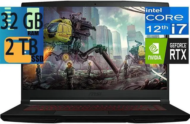 Main image of MSI GF63 15 Gaming Laptop, 12th Gen Intel Core i7-12650H(Beats i9-11950H), RTX 4050 6GB Graphics, 32GB DDR4  2TB PCIe SSD, 15.6" FHD 144Hz Display, Backlight Keyboard, Bluetooth, Windows 11