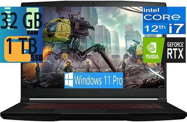 Main image of MSI GF63 15 Gaming Laptop, 12th Gen Intel Core i7-12650H(Beats i9-11950H), RTX 4050 6GB Graphics, 32GB DDR4  1TB PCIe SSD, 15.6" FHD 144Hz Display, Backlight Keyboard, Bluetooth, Windows 11 Pro