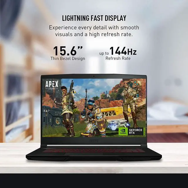 Alt view image 3 of 7 - MSI GF63 15 Gaming Laptop, 12th Gen Intel Core i7-12650H(Beats i9-11950H), RTX 4050 6GB Graphics, 32GB DDR4  1TB PCIe SSD, 15.6" FHD 144Hz Display, Backlight Keyboard, Bluetooth, Windows 11 Pro