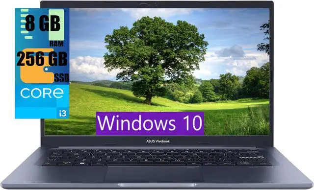Main image of ASUS VivoBook 14 Slim Laptop, 14" FHD (1920 x 1080) Display, Intel Core i3-1215U 6 cores Processor, Intel UHD Graphics, 8GB DDR4  256GB PCIe SSD, Fingerprint Sensor, Windows 10