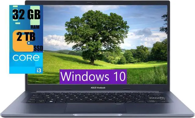 Main image of ASUS VivoBook 14 Slim Laptop, 14" FHD (1920 x 1080) Display, Intel Core i3-1215U 6 cores Processor, Intel UHD Graphics, 32GB DDR4  2TB PCIe SSD, Fingerprint Sensor, Windows 10