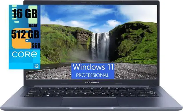 Main image of ASUS VivoBook 14 Slim Laptop, 14" FHD (1920 x 1080) Display, Intel Core i3-1215U 6 cores Processor, Intel UHD Graphics, 16GB DDR4  512GB PCIe SSD, Fingerprint Sensor, Windows 11 Pro