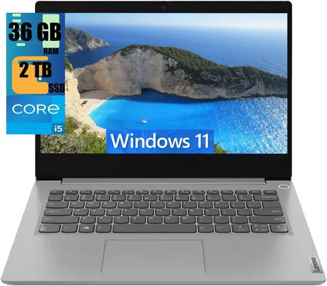 Main image of Lenovo IdeaPad 3 14 Laptop, 14" FHD (1920 x 1080) Display, Intel Core i5-1135G7 4 Cores Processor, Intel Iris Xe Graphics, 36GB DDR4  2TB PCIe SSD, Wi-Fi 6 and Bluetooth, Windows 11