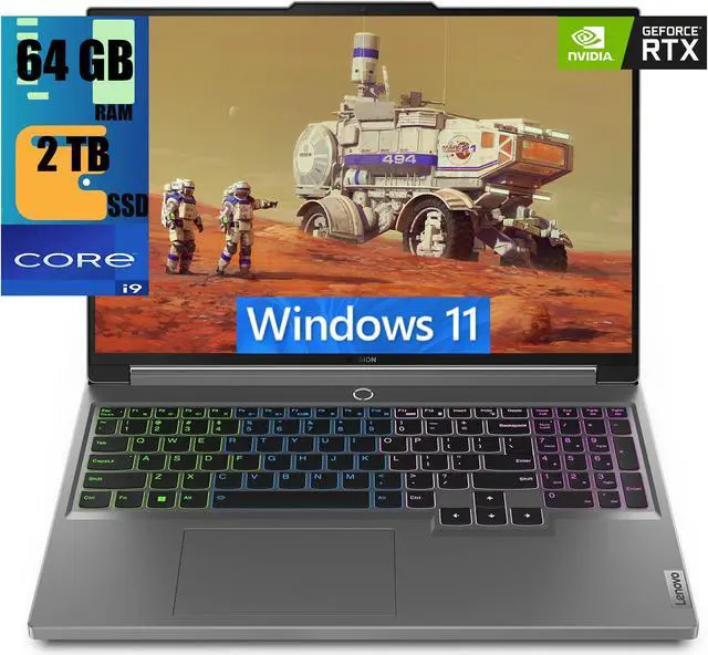 Main image of Lenovo Legion 16 Gaming Laptop, 16" QHD+ 165 Hz Display, Intel Core i9-14900HX 24 Cores Processor, NVIDIA GeForce RTX 4070 8GB GDDR6, 64GB DDR5  2TB PCIe SSD, RGB Backlit Keyboard, Windows 11