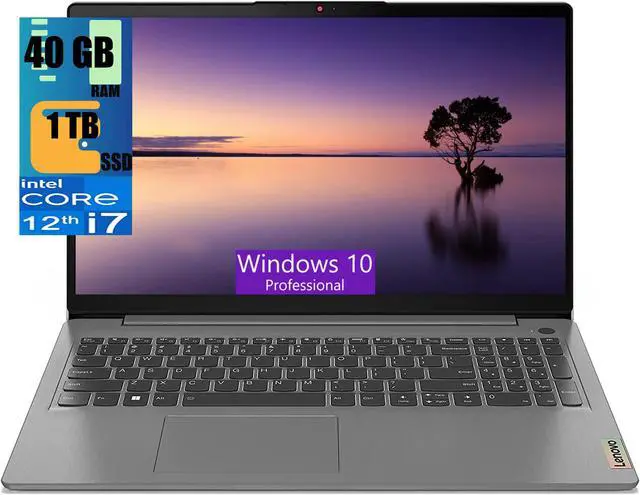 Main image of Lenovo IdeaPad 3 15 Laptop, 15.6" Full HD Touchscreen, Intel Core i7-1255U 10-Core Processor, Intel Iris Xe Graphics, 40GB DDR4  1TB PCIe SSD, Backlit Keyboard, Fingerprint, Windows 10 Pro