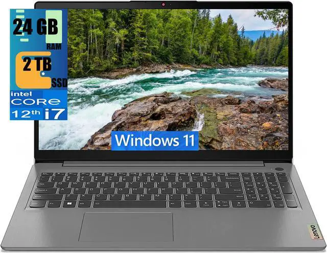 Main image of Lenovo IdeaPad 3 15 Laptop, 15.6" Full HD Touchscreen, Intel Core i7-1255U 10-Core Processor, Intel Iris Xe Graphics, 24GB DDR4  2TB PCIe SSD, Backlit Keyboard, Fingerprint, Windows 11