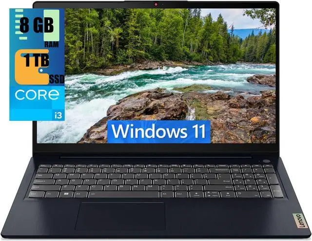 Main image of Lenovo IdeaPad 3 15 Laptop, 15.6" FHD (1920 x 1080) Display, Intel Core i3-1215U 6-Core Processor, Intel UHD Graphics, 8GB DDR4  1TB PCIe SSD, Backlit Keyboard | Fingerprint, Windows 11