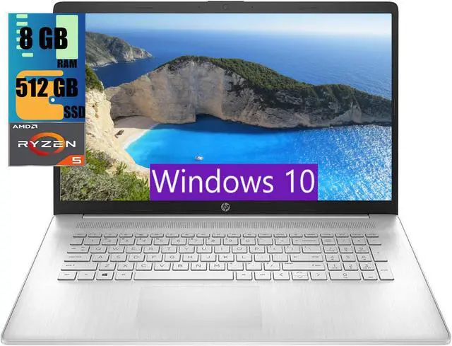 Main image of HP 17 Laptop, 17.3" HD+ Touchscreen, AMD Ryzen 5 5500U 6 cores Processor, AMD Radeon Graphics, 8GB DDR4  512GB PCIe SSD, Wi-Fi, Bluetooth 5, Webcam, Windows 10