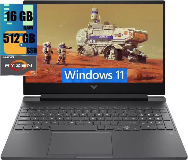Main image of HP Victus 15 Gaming Laptop, 15.6" FHD 144Hz Display, AMD Ryzen 5 7535HS 6 cores Processor, NVIDIA GeForce RTX 2050 4GB GDDR6, 16GB DDR5  512GB PCIe SSD, Backlit Keyboard, Windows 11