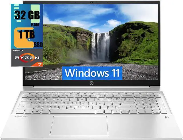 Main image of HP Pavilion 15 Laptop, 15.6" FHD Touchscreen, AMD Ryzen 7 5700U(8 Cores, Up to 4.3GHz) Processor, AMD Radeon Graphics, 32GB DDR4  1TB PCIe SSD, Backlit KB, Fingerprint Reader, Windows 11