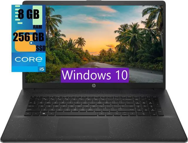 Main image of HP 17 Laptop, 17.3" HD+ (1600 x 900) Display, Intel Core i5-1235U 10-core Processor, Intel Iris Xe Graphics, 8GB DDR4  256GB PCIe SSD, WiFi6, Bluetooth5, Windows 10
