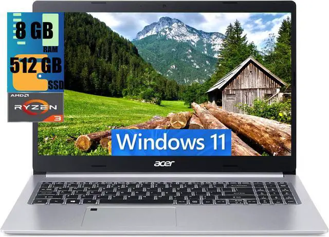 Main image of Acer Aspire 5 Slim Laptop, 15.6" Full HD, AMD Ryzen 3 3350U (Upto 3.5GHz,Beat i3-1115G4), AMD Radeon Vega 6, 8GB DDR4  512GB PCIe SSD, Fingerprint Reader, Backlit KB, Windows 11