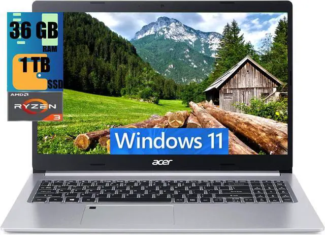 Main image of Acer Aspire 5 Slim Laptop, 15.6" Full HD, AMD Ryzen 3 3350U (Upto 3.5GHz,Beat i3-1115G4), AMD Radeon Vega 6, 36GB DDR4  1TB PCIe SSD, Fingerprint Reader, Backlit KB, Windows 11