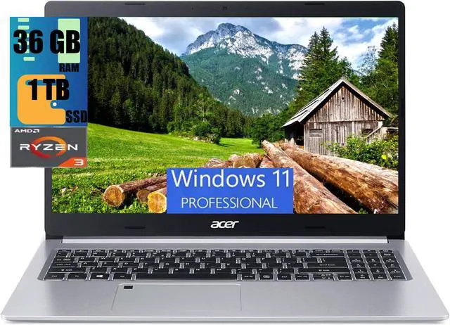 Main image of Acer Aspire 5 Slim Laptop, 15.6" Full HD, AMD Ryzen 3 3350U (Upto 3.5GHz,Beat i3-1115G4), AMD Radeon Vega 6, 36GB DDR4  1TB PCIe SSD, Fingerprint Reader, Backlit KB, Windows 11 Pro