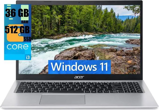 Main image of Acer Aspire 5 15 Laptop, 15.6" Full HD Display, Intel Core i3-1115G4 Up to 4.1GHz (Beat i5-1030G7) Processor, Intel UHD Graphics, 36GB DDR4  512GB PCIe SSD, WiFi 6, Windows 11