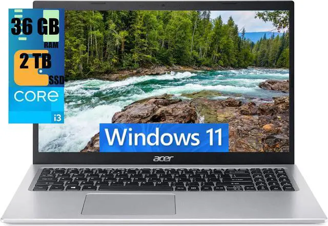 Main image of Acer Aspire 5 15 Laptop, 15.6" Full HD Display, Intel Core i3-1115G4 Up to 4.1GHz (Beat i5-1030G7) Processor, Intel UHD Graphics, 36GB DDR4  2TB PCIe SSD, WiFi 6, Windows 11