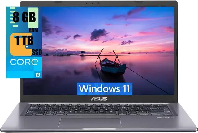 Main image of ASUS VivoBook 14 Laptop, 14" FHD (1920 x 1080) Display, Intel Core i3-1115G4 2 Cores Processor, Intel UHD graphics, 8GB DDR4  1TB PCIe SSD, Backlit Keyboard, HDMI, WiFi, Webcam, Windows 11