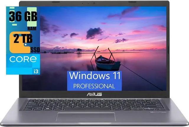 Main image of ASUS VivoBook 14 Laptop, 14" FHD (1920 x 1080) Display, Intel Core i3-1115G4 2 Cores Processor, Intel UHD graphics, 36GB DDR4  2TB PCIe SSD, Backlit Keyboard, HDMI, WiFi, Webcam, Windows 11 Pro