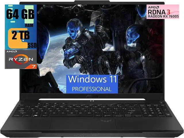 Main image of ASUS TUF Gaming A16 Laptop, 16" FHD+ 165Hz Display, AMD Ryzen 7 7735HS 8 Cores Processor, AMD Radeon RX 7600S 8GB GDDR6, 64GB DDR5  2TB PCIe SSD, Backlit USB-C USB4 Fast Charging, Windows 11 Pro
